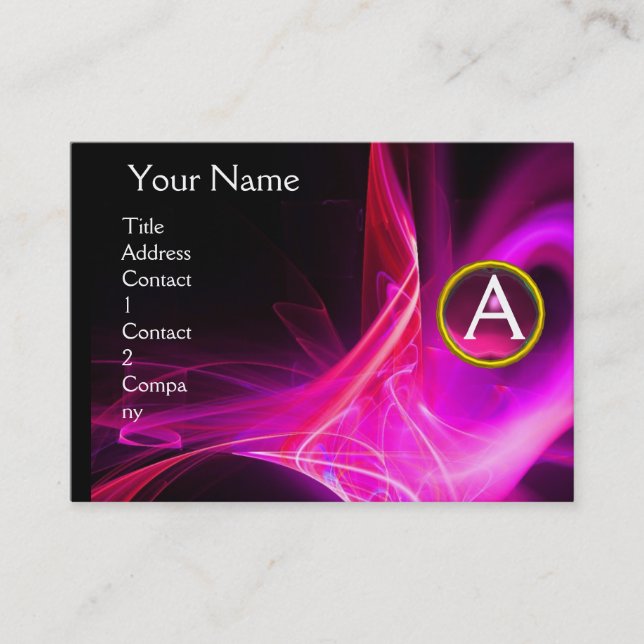 SWIRLGEM MONOGRAM Vibrant black pink violet Business Card (Front)