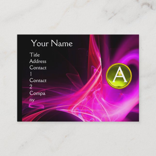SWIRLGEM MONOGRAM Vibrant black pink yellow violet Business Card (Front)