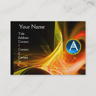 SWIRLGEM MONOGRAM Vibrant black yellow blue Business Card