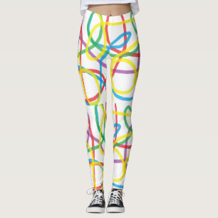 Swirlie Red, Purple, Blue, Yellow Striped Leggings