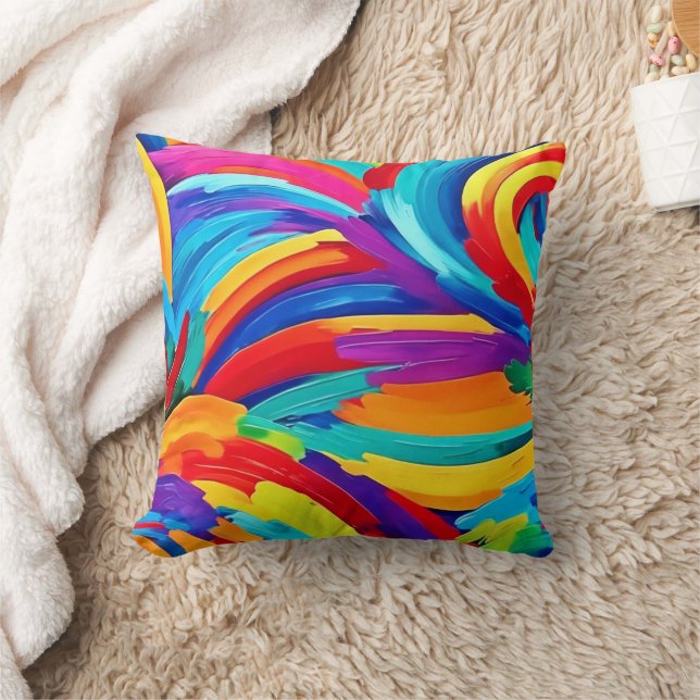 Swirling Abstract Colours Painting Art Throw Pillow (Blanket)