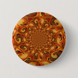 Swirling Abstract  orange, brown, and green tones  2 Inch Round Button