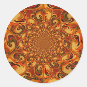Swirling Abstract  orange, brown, and green tones  Classic Round Sticker