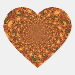 Swirling Abstract  orange, brown, and green tones  Heart Sticker