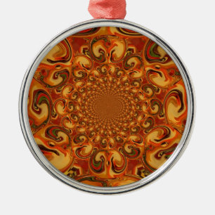 Swirling Abstract  orange, brown, and green tones  Metal Ornament