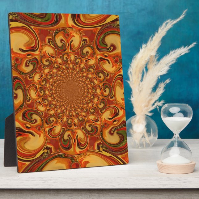 Swirling Abstract  orange, brown, and green tones  Plaque (Side)