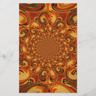 Swirling Abstract  orange, brown, and green tones  Stationery
