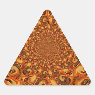 Swirling Abstract  orange, brown, and green tones  Triangle Sticker