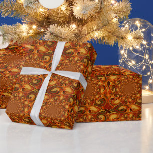 Swirling Abstract  orange, brown, and green tones  Wrapping Paper