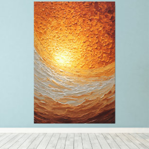 Swirling Amber and Cream Textured Abstract Wall   Canvas Print