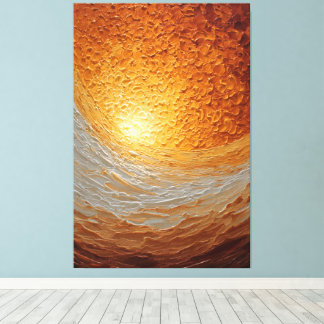 Swirling Amber and Cream Textured Abstract Wall   Canvas Print