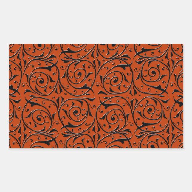 Swirling Black Vines on Copper Orange Sticker (Front)