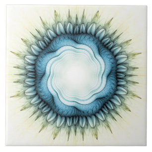 Swirling blue floral ornament tile