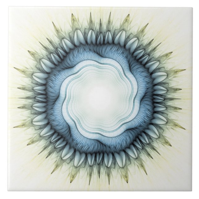 Swirling blue floral ornament tile (Front)