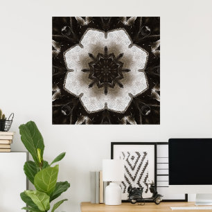 Swirling Brown and Cream Textured Mandala Poster