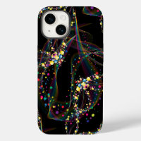 Swirling bubbles in multi-colours pattern Black BG