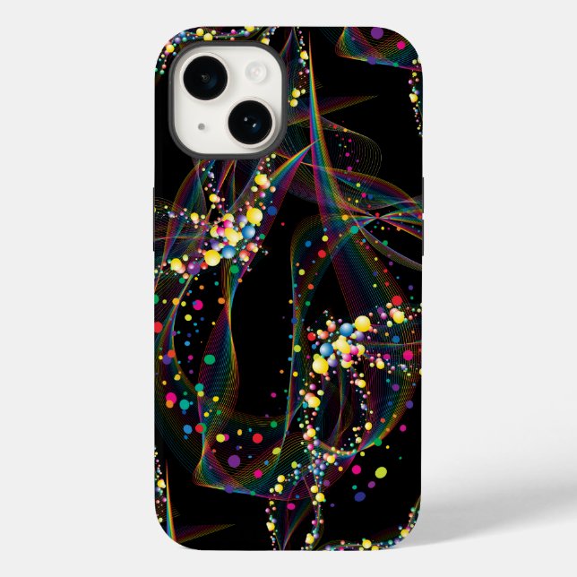 Swirling bubbles in multi-colours pattern Black BG Case-Mate iPhone Case (Back)