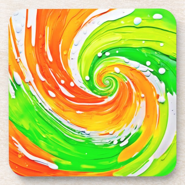 Swirling Colour Vortex Art Coaster (Front)
