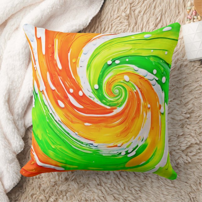 Swirling Colour Vortex Art Throw Pillow (Blanket)
