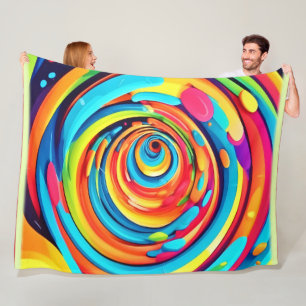 Swirling Colours in Psychedelic Tunnel Fleece Blanket