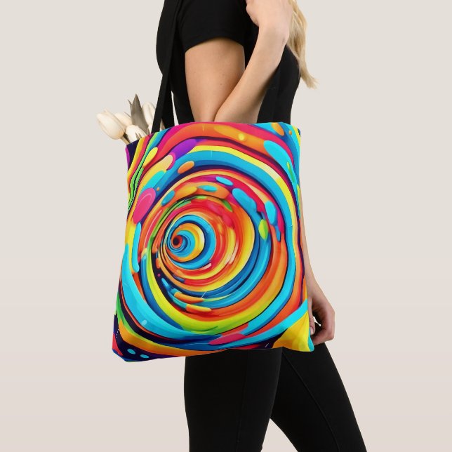 Swirling Colours in Psychedelic Tunnel Tote Bag (Close Up)