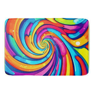 Swirling Colours, Psychedelic Spiral, Colourful Ch Bath Mat