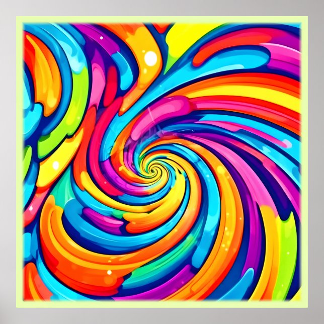 Swirling Colours, Psychedelic Spiral, Colourful Ch Poster (Front)