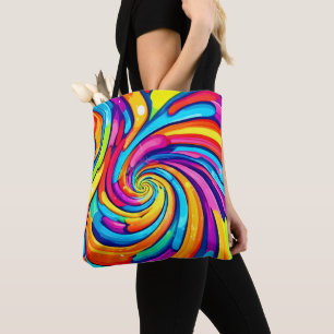 Swirling Colours, Psychedelic Spiral, Colourful Ch Tote Bag