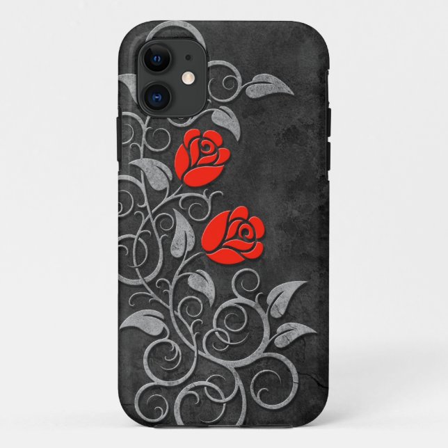 Swirling Dark Stone Red Roses Case-Mate iPhone Case (Back)