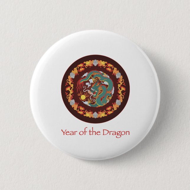 Swirling Dragon 2 Inch Round Button (Front)
