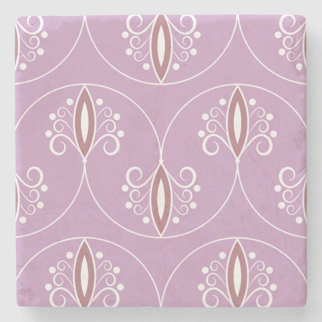 Swirling Elegance: Vintage Geometric Stone Coaster (Front)