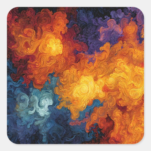 Swirling Elemental Nebula Abstract Square Sticker (Front)