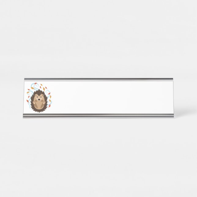 Swirling Fall Hedgehog Desk Name Plate (Front)