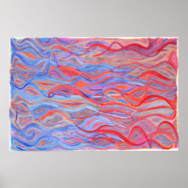Swirling Fishes, red, blue, purple Poster (Front)
