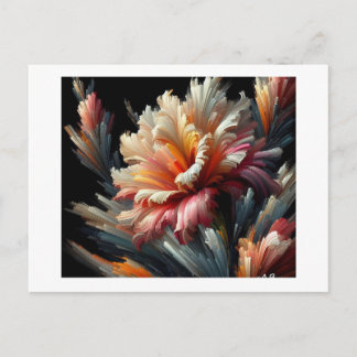 Swirling Floral Gladiola Against Black,  Postcard