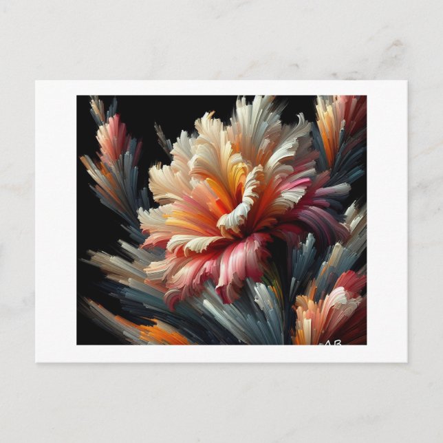Swirling Floral Gladiola Against Black,  Postcard (Front)
