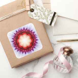 Swirling floral red ornament square sticker