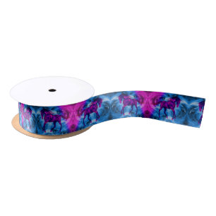 Swirling Fractal Fantasy Horse Art Satin Ribbon