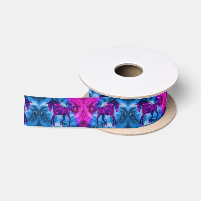 Swirling Fractal Fantasy Horse Art Satin Ribbon (Spool)