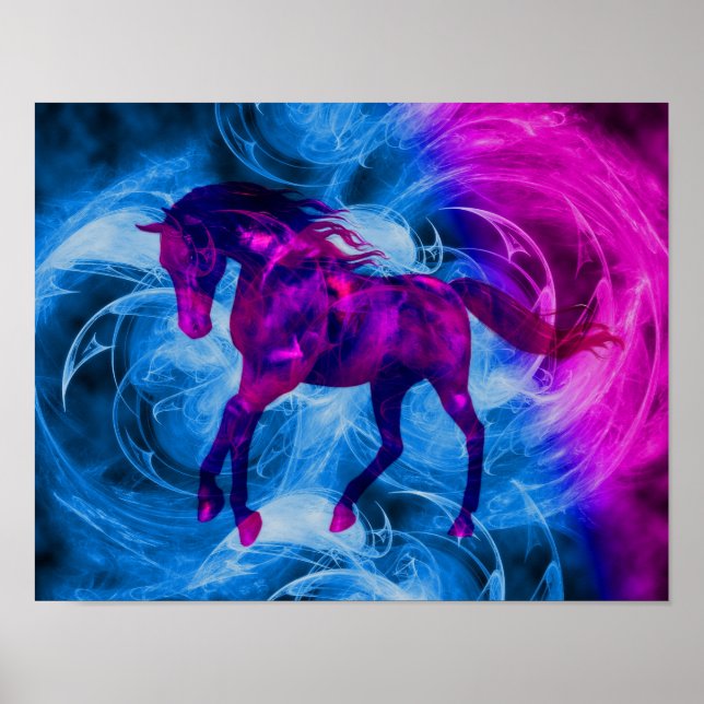 Swirling Fractal Fantasy Horse Poster (Front)