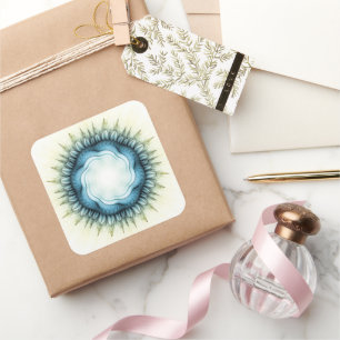 Swirling geometric floral ornament square sticker