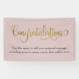 Swirling gold Glitter Congratulations Dusty Rose Banner