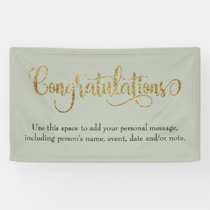 Swirling gold Glitter Congratulations Sage Green Banner