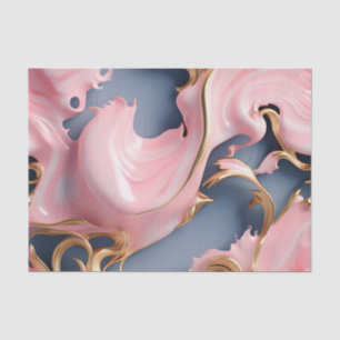 Swirling Gold Marble Pattern with Pastel Coral Tissue Paper