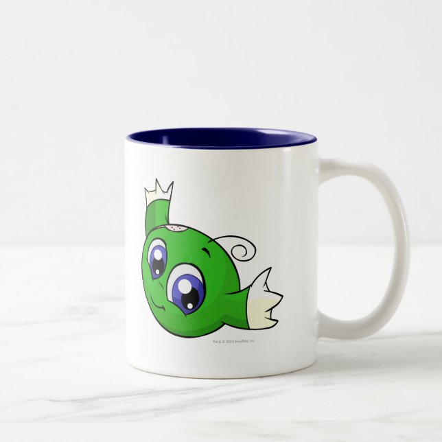 Swirling green kiko Two-Tone coffee mug (Right)