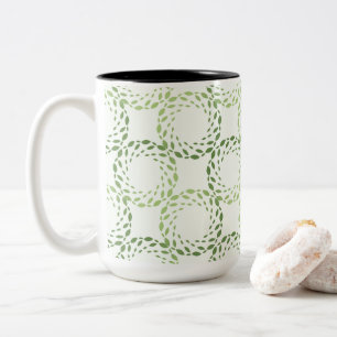 Swirling green leaf pattern Two-Tone coffee mug
