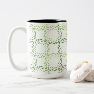 Swirling green leaf pattern Two-Tone coffee mug