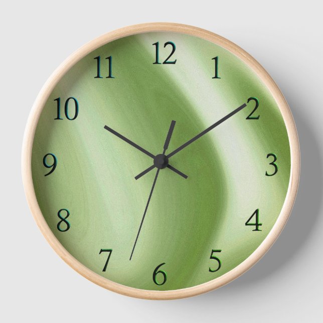 Swirling Green Tint Numbers Clock (Front)