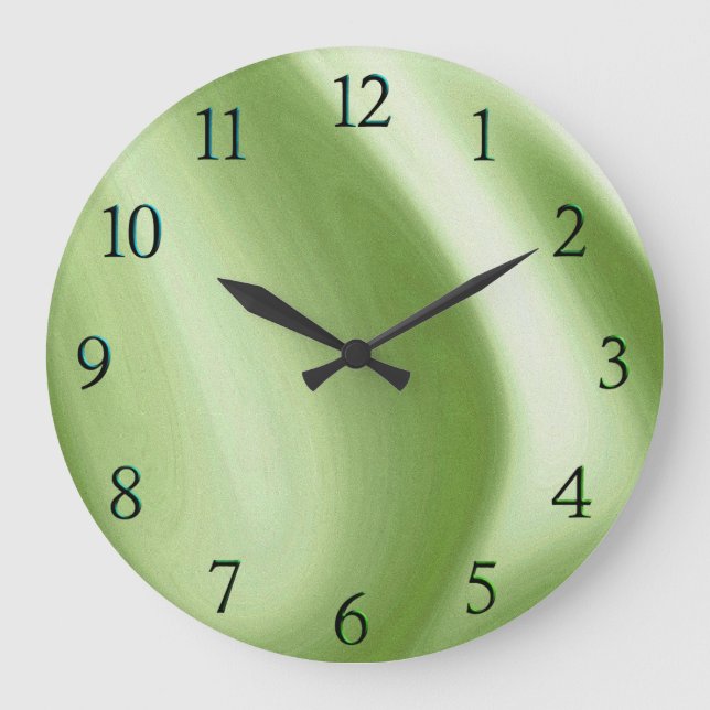 Swirling Green Tint Numbers Large Clock (Front)