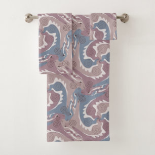 Swirling Hares 1 grey old pink Bathroom Towel Set